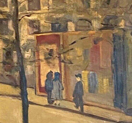 " Vue Animée d'Une Rue De Paris " Huile Sur Toile XX Siècle-photo-5