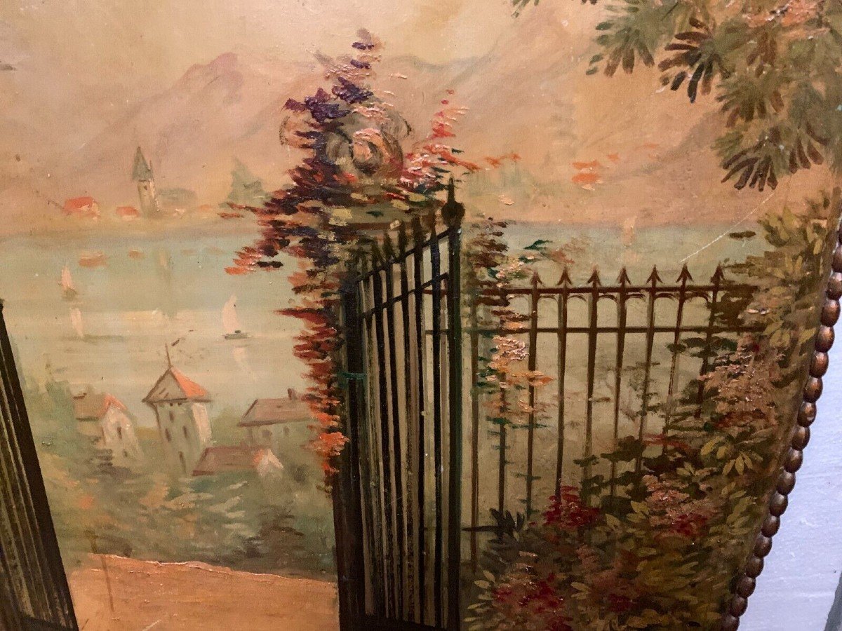 Oil On Canvas "lake View" Decorative Wall Panels XX Century-photo-1