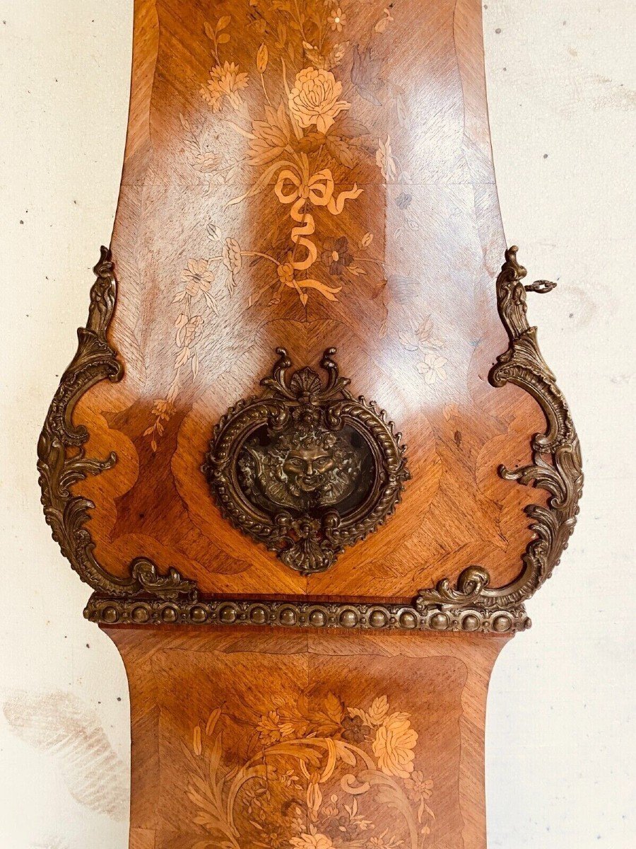 Louis XV Style Regulator In Inlaid Beach Wood 20th Century-photo-2