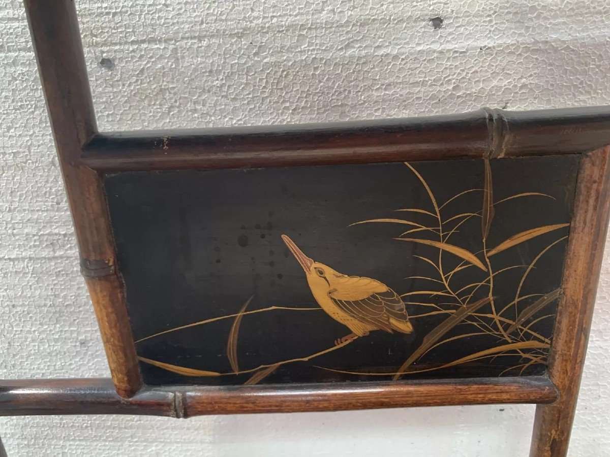 Bamboo Shelf With Four Shelves With Asian Decor, 20th Century-photo-4