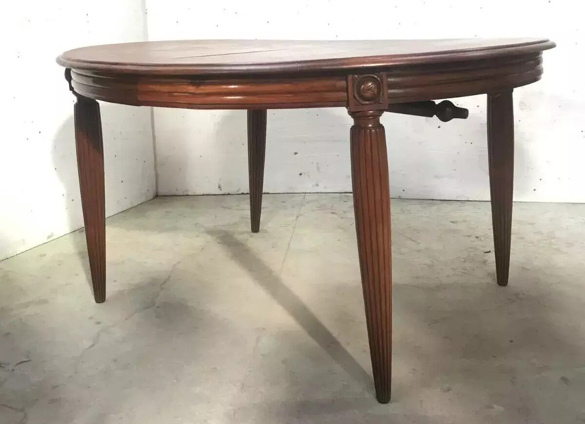 Finely Carved Art Deco Solid Walnut Dining Room. 20th Century.-photo-6