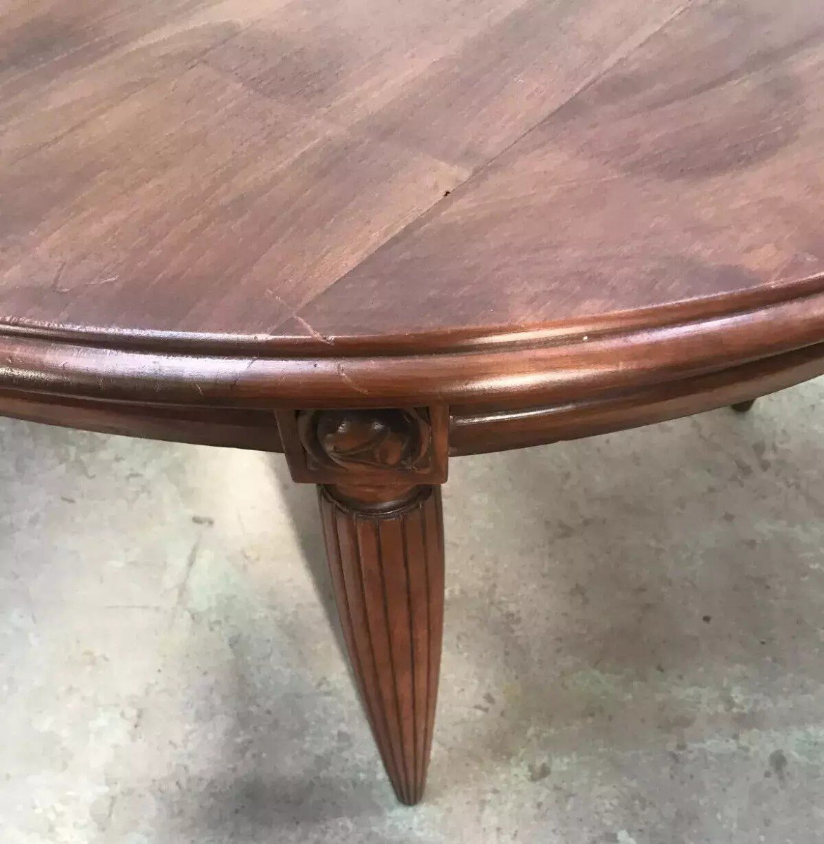 Finely Carved Art Deco Solid Walnut Dining Room. 20th Century.-photo-7