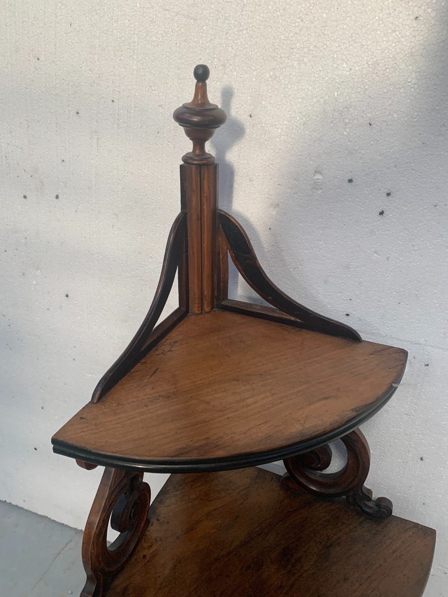 Etagère d'Angle Napoléon III En Noyer Massif XIX Siècle-photo-4