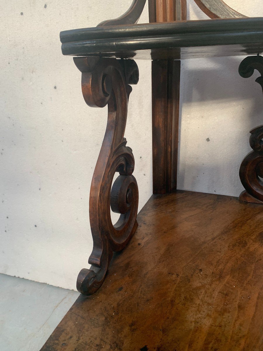 Etagère d'Angle Napoléon III En Noyer Massif XIX Siècle-photo-4