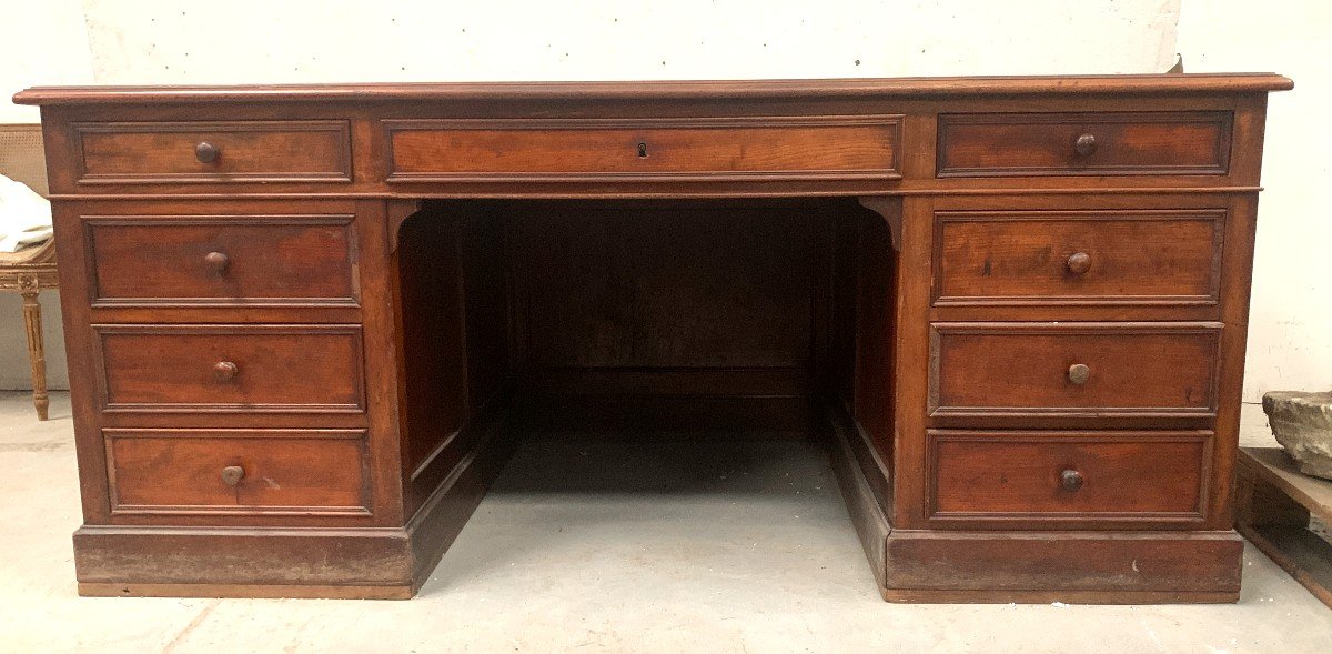 Napoleon III Style Flat Desk With Box In Mahogany 19th Century
