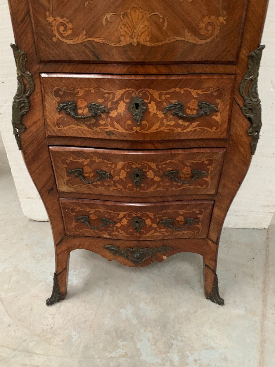 Louis XV Style Lady's Secretary In Light Wood Marquetry, 20th Century-photo-2