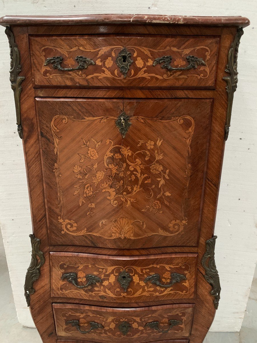 Louis XV Style Lady's Secretary In Light Wood Marquetry, 20th Century-photo-4