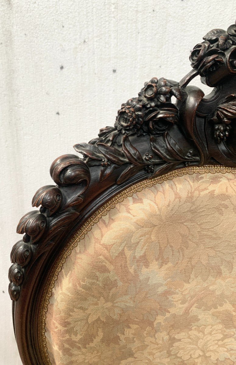 Pair Of Armchairs With Medallions In Carved Wood, 19th Century-photo-3