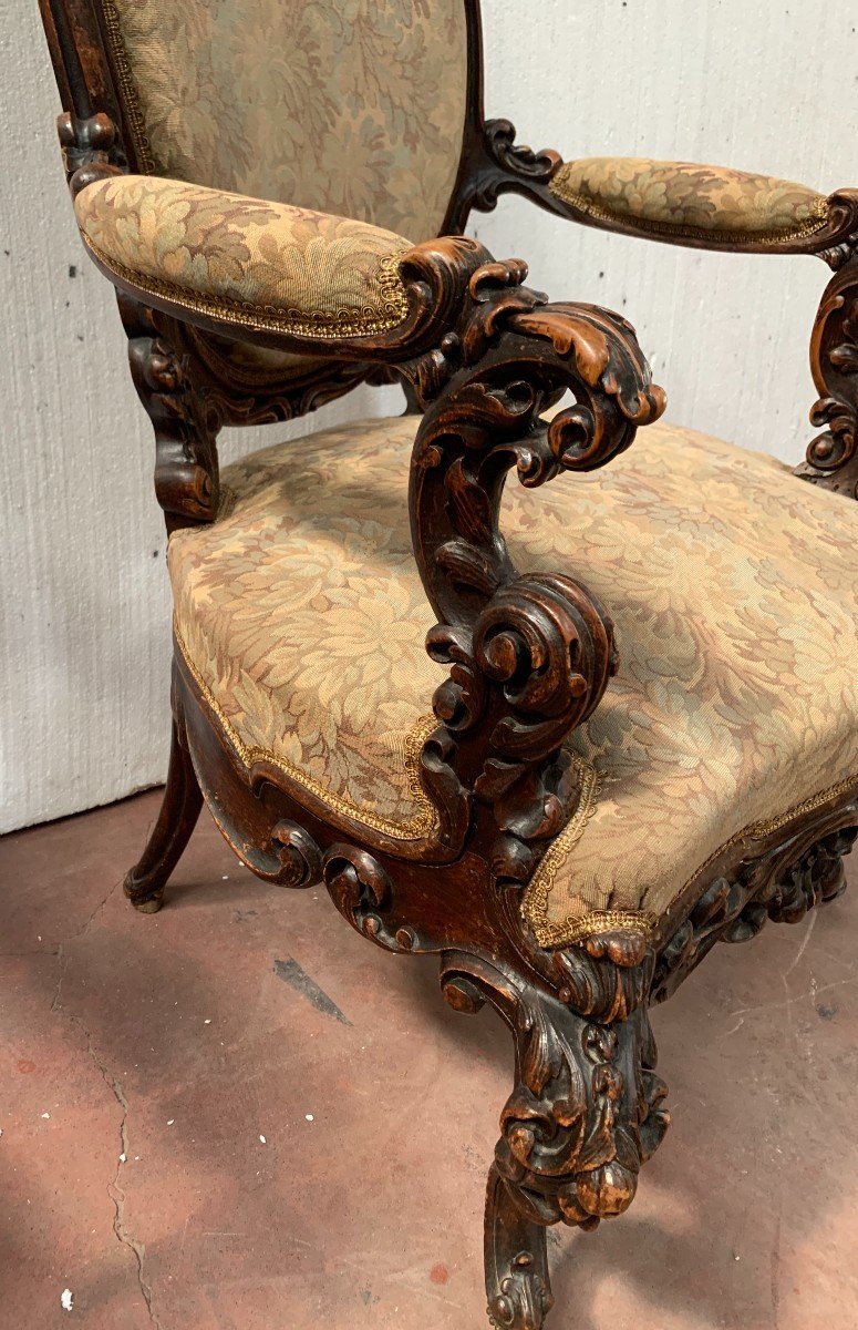 Richly Carved Napoleon III Ceremonial Armchair-photo-2