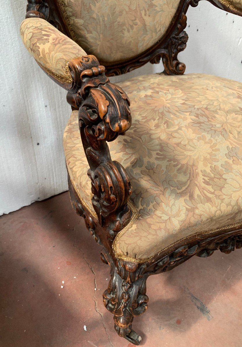 Richly Carved Napoleon III Ceremonial Armchair-photo-3