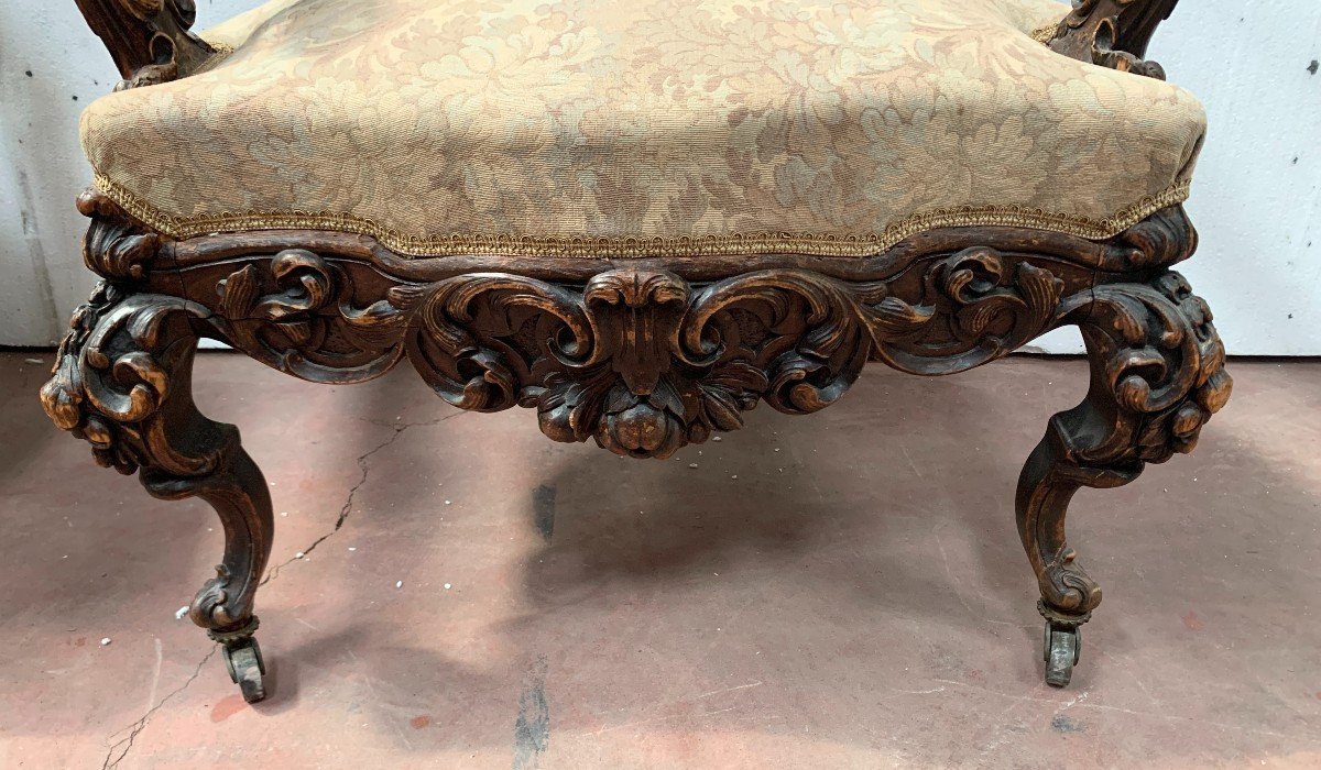 Richly Carved Napoleon III Ceremonial Armchair-photo-4