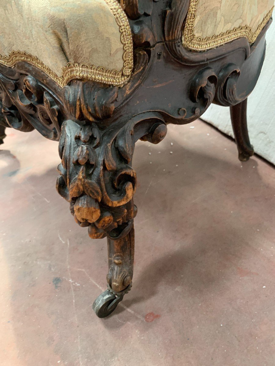 Richly Carved Napoleon III Ceremonial Armchair-photo-4