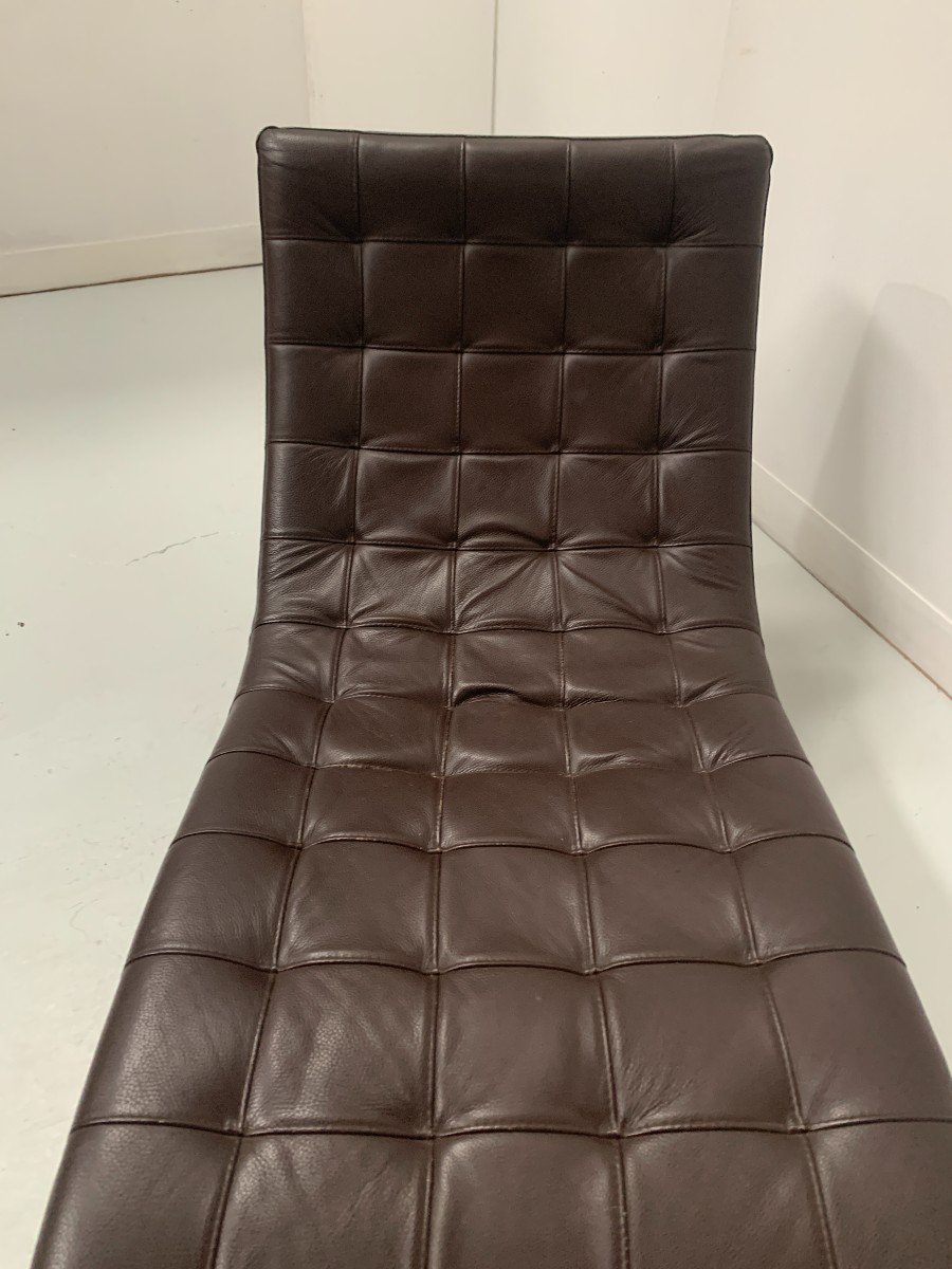 Banquette De Relaxation En Damier De Cuir Noir XX Siècle-photo-8