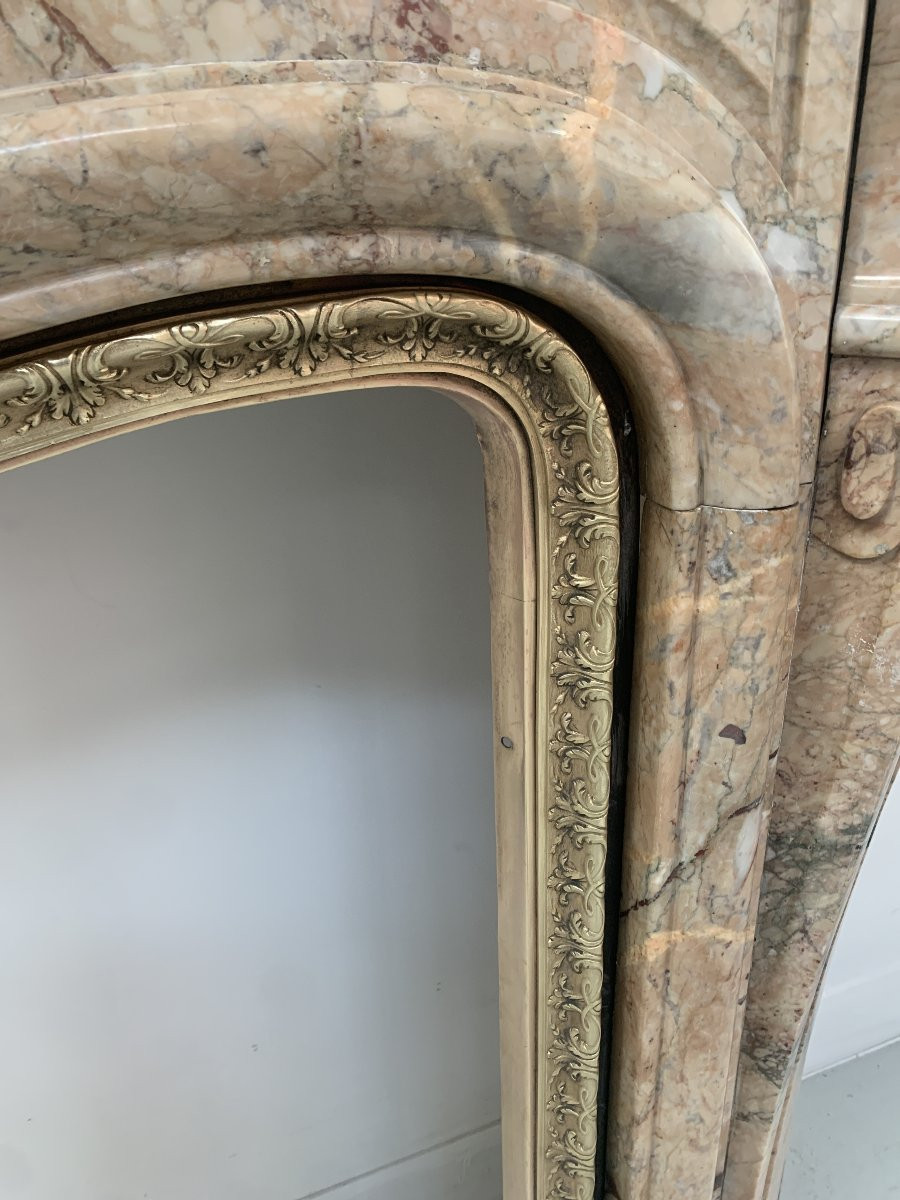 Cheminée De Style Louis XV En Marbre De Breche Rouge XIX Siècle-photo-5