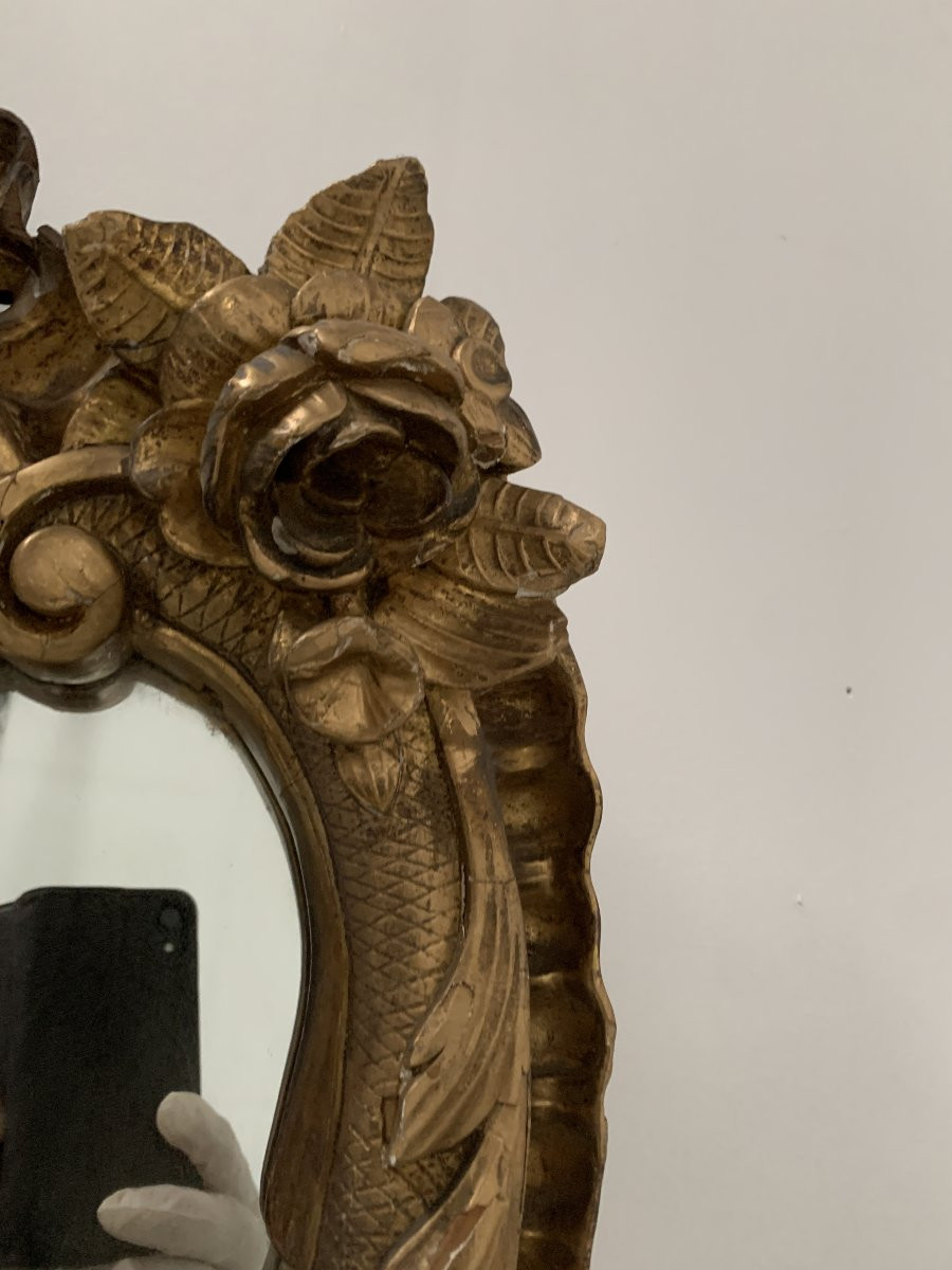 Louis XV Mirror In Gilded Carved Wood, Late 18th Century-photo-3