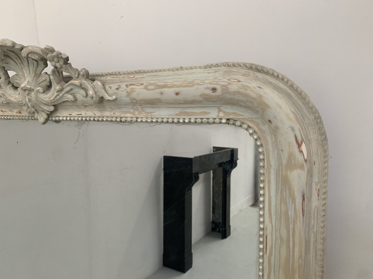 Miroir De Style Louis XV En Bois Et Stuc Patiné XIX Siècle-photo-2