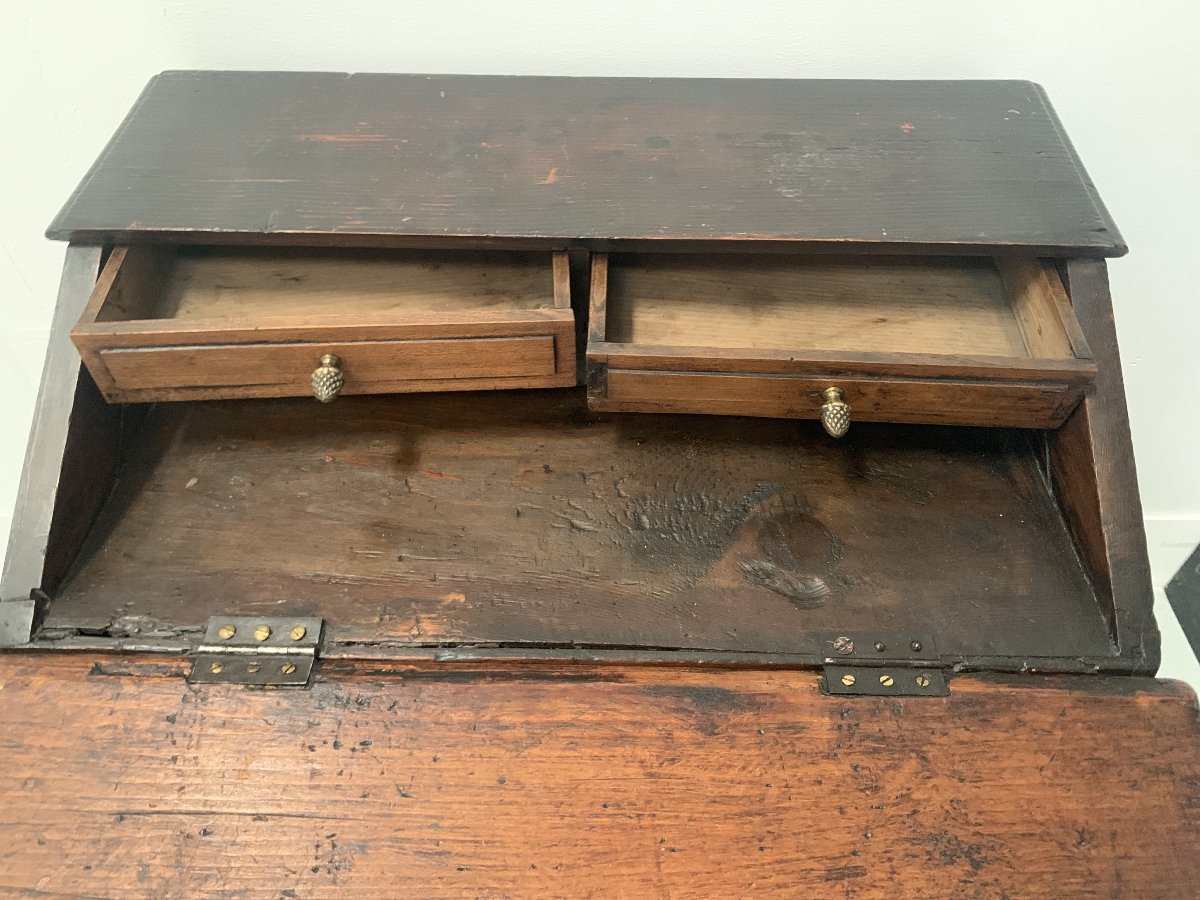 Meuble De Maitrise En Chene Sculpté Commode Scriban XVIII Siècle-photo-6