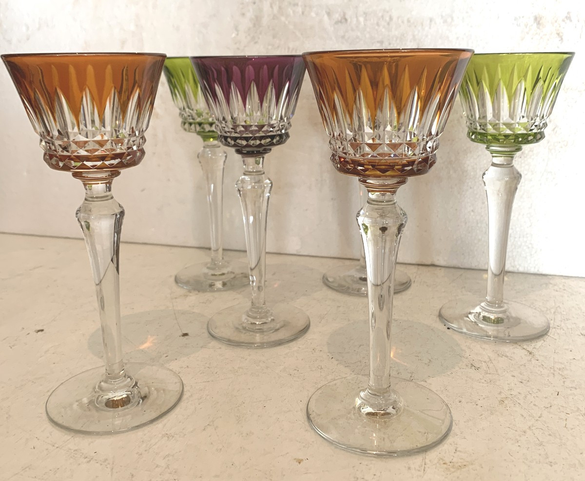 Set Of Six Cut Crystal Glasses From The House Of Baccarat, 20th Century