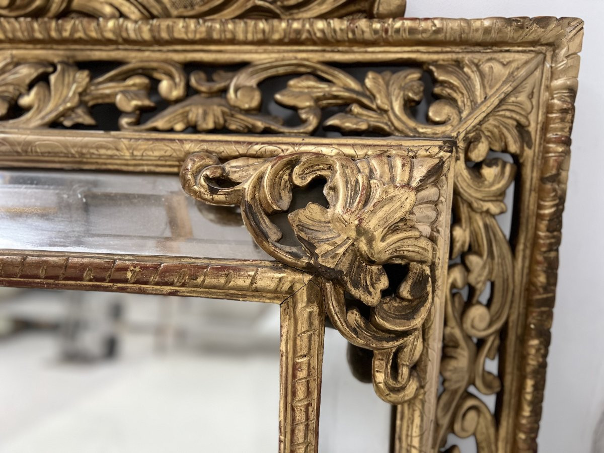 Louis XIV Style Mirror With Pare Closes In Wood And Gilded Stucco, 19th Century-photo-4