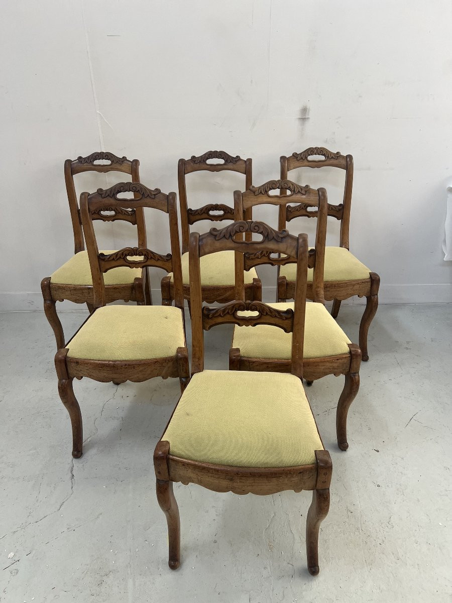Suite de six chaises de style Louis Philippe en merisier XIX siècle-photo-2