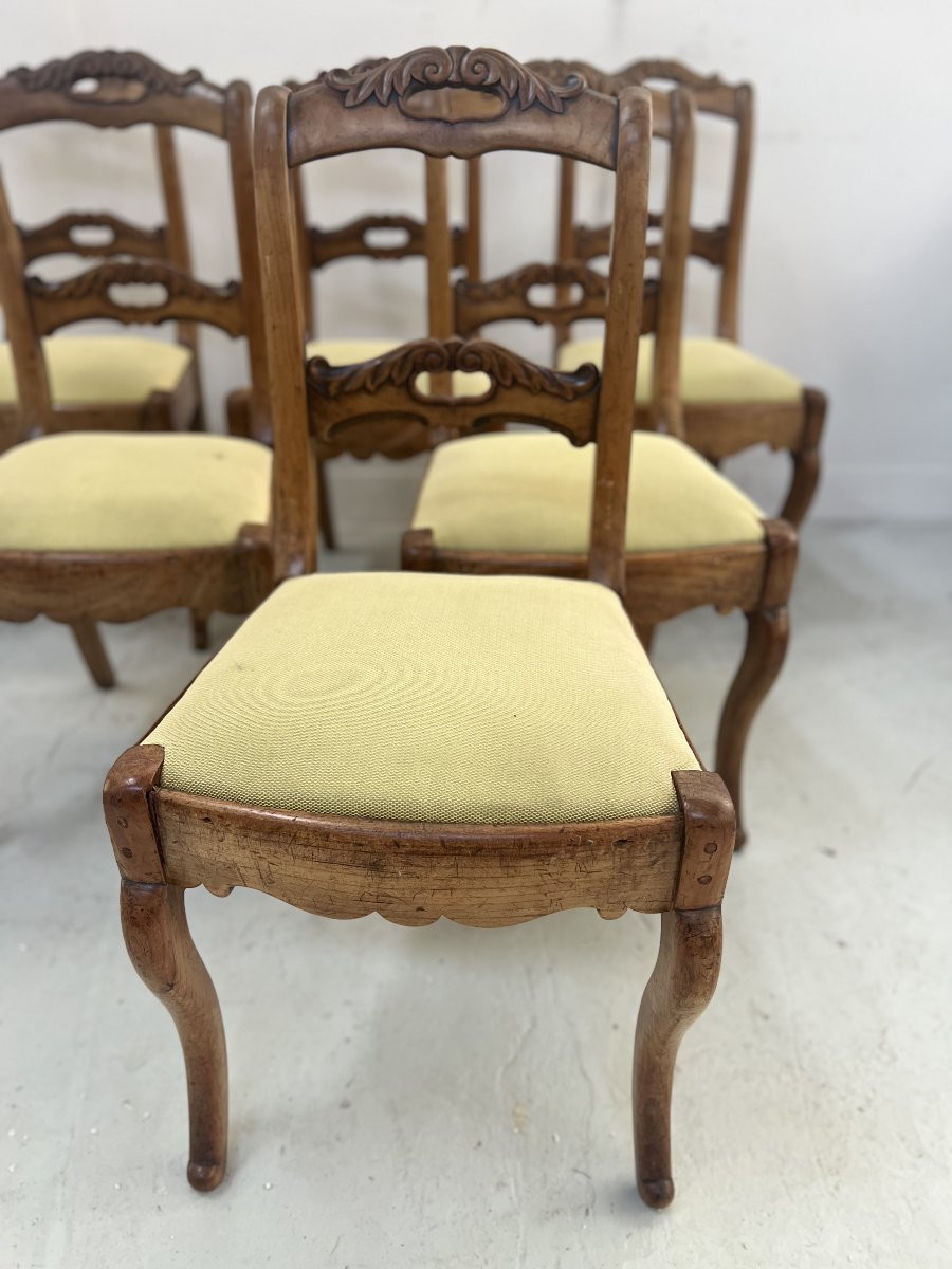 Suite de six chaises de style Louis Philippe en merisier XIX siècle-photo-1