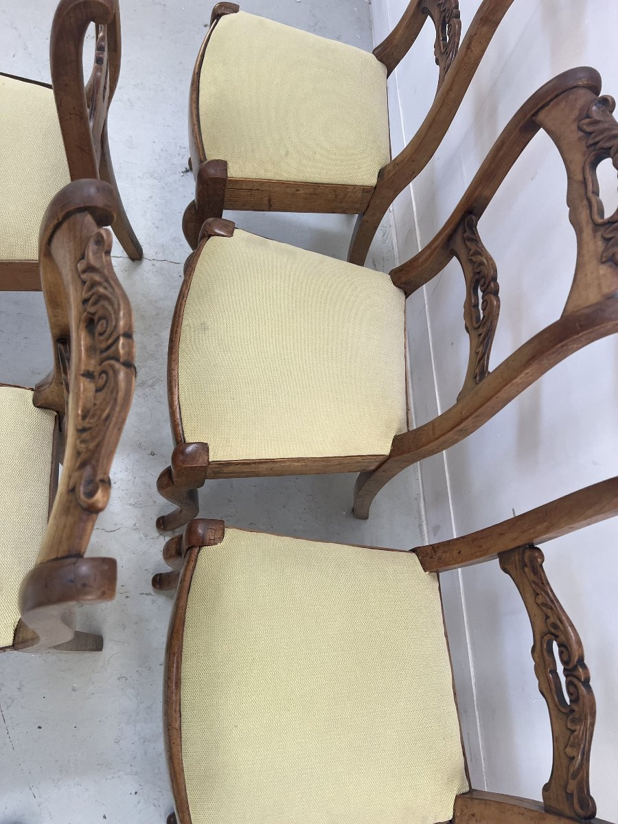 Suite de six chaises de style Louis Philippe en merisier XIX siècle-photo-3