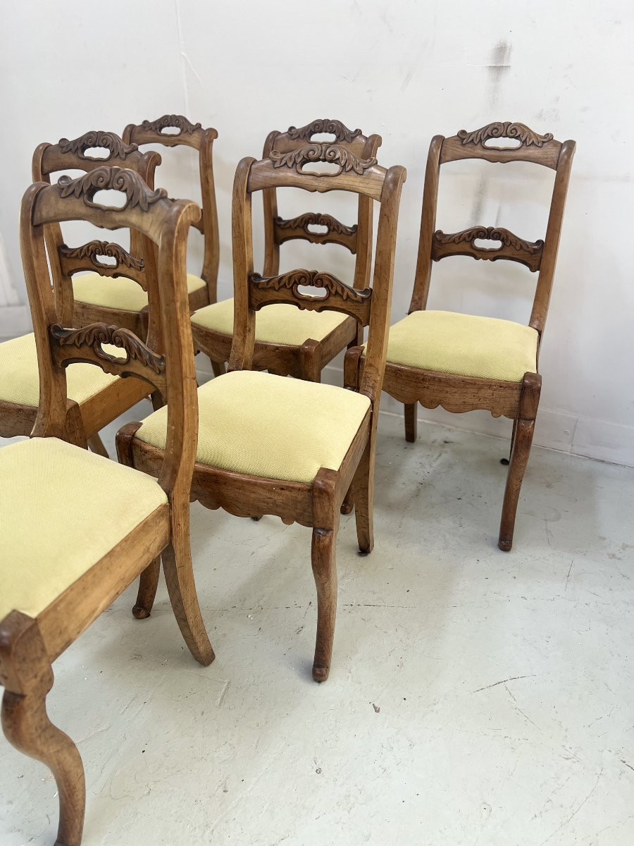 Suite de six chaises de style Louis Philippe en merisier XIX siècle-photo-5
