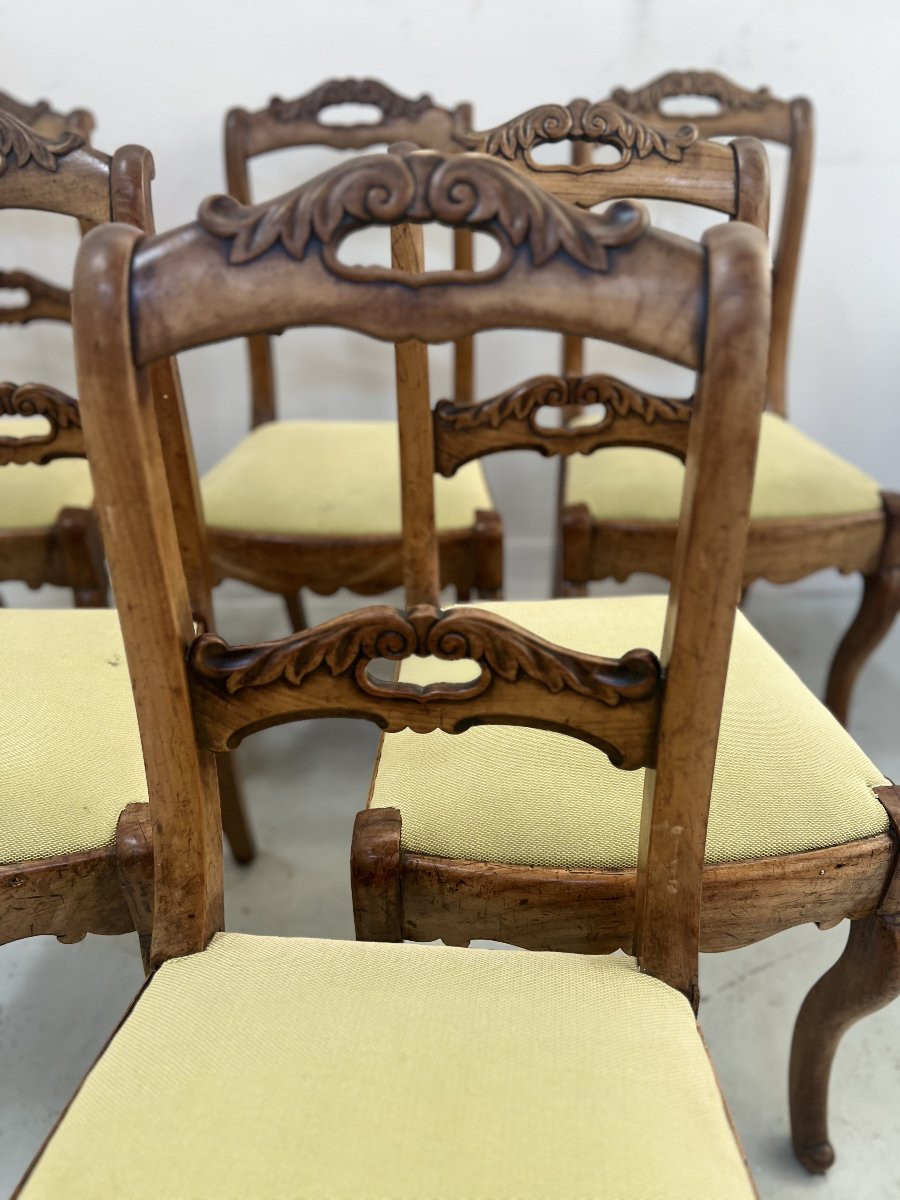 Suite de six chaises de style Louis Philippe en merisier XIX siècle-photo-6