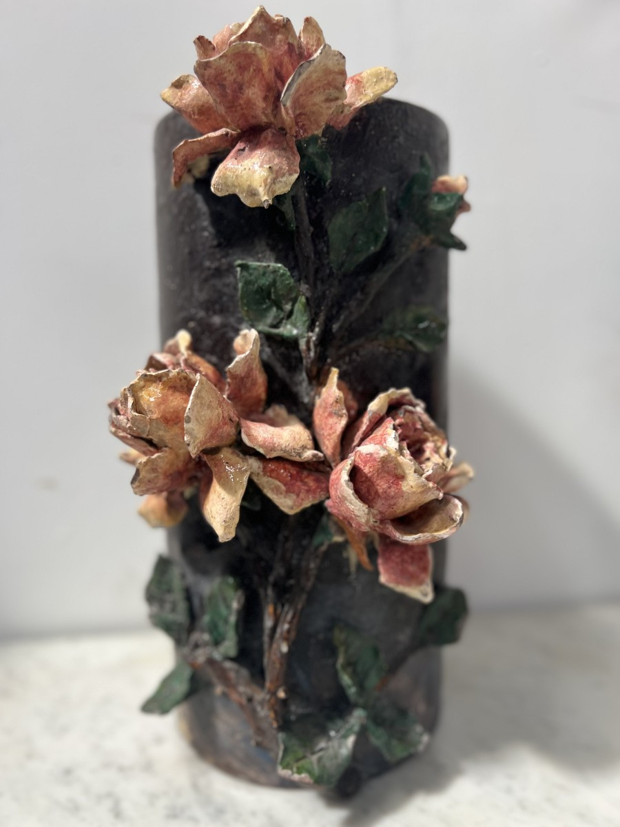 Paire de vases rouleau en émaux cloisonnés XIX siècle-photo-5