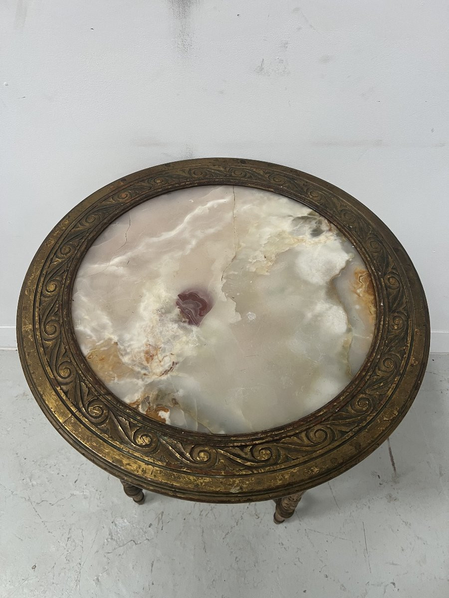 Louis XVI Style Pedestal Table In Wood And Gilded Stucco, 19th Century-photo-5