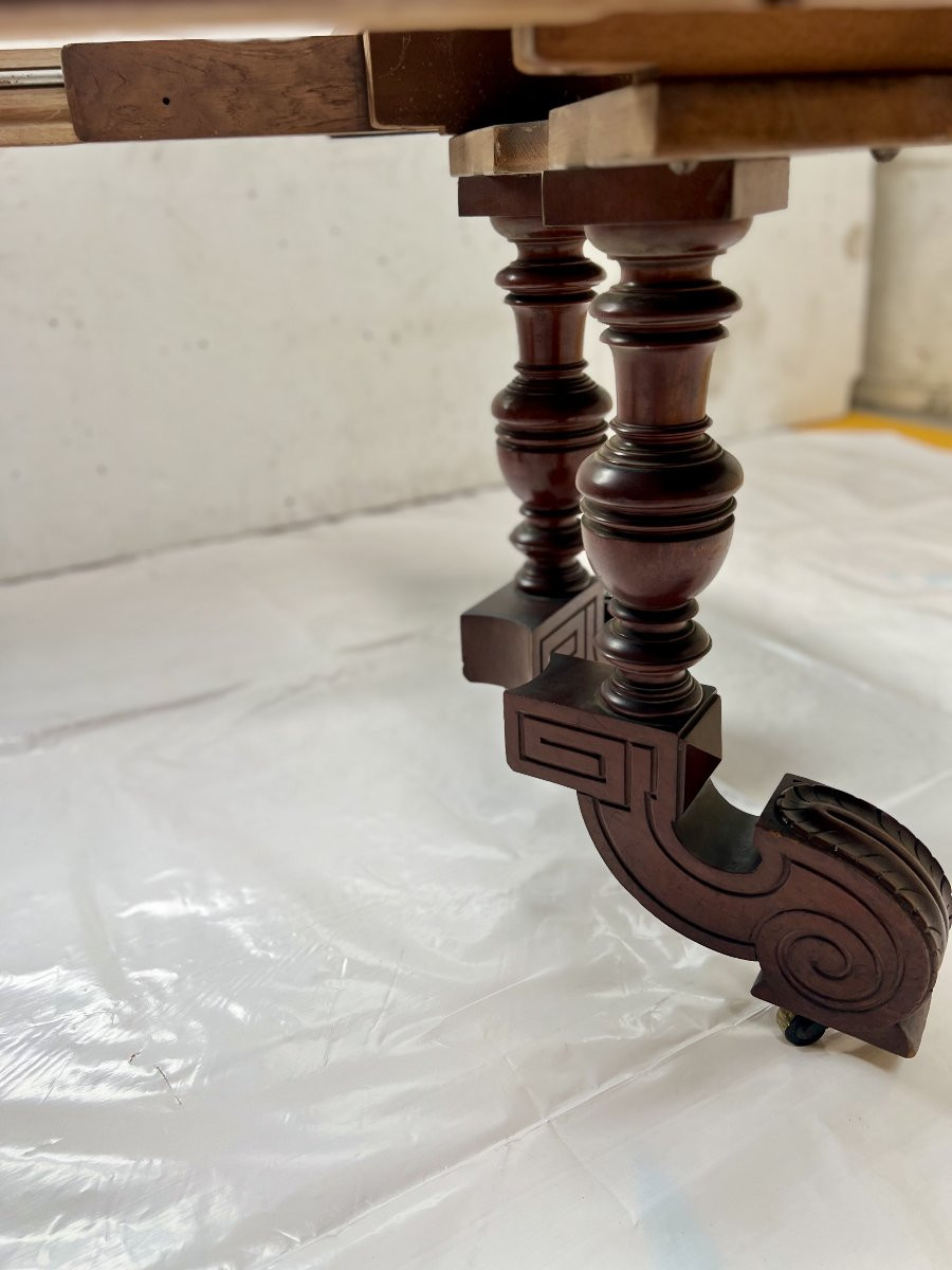 Napoleon III Central Leg Table, Solid Mahogany, 19th Century-photo-2