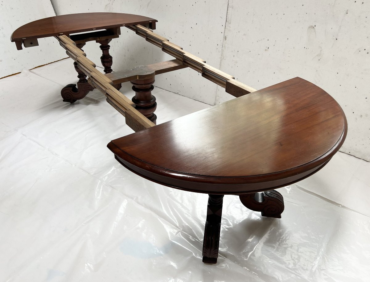 Napoleon III Central Leg Table, Solid Mahogany, 19th Century-photo-7