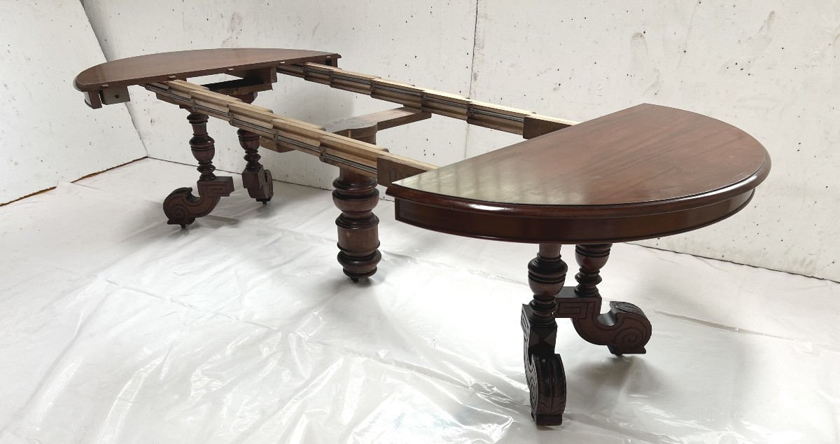 Napoleon III Central Leg Table, Solid Mahogany, 19th Century
