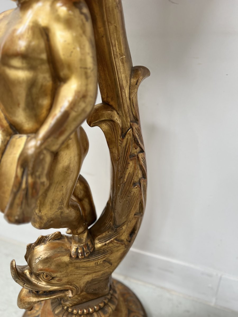 19th Century Gilded Carved Wooden Presentation Column-photo-1