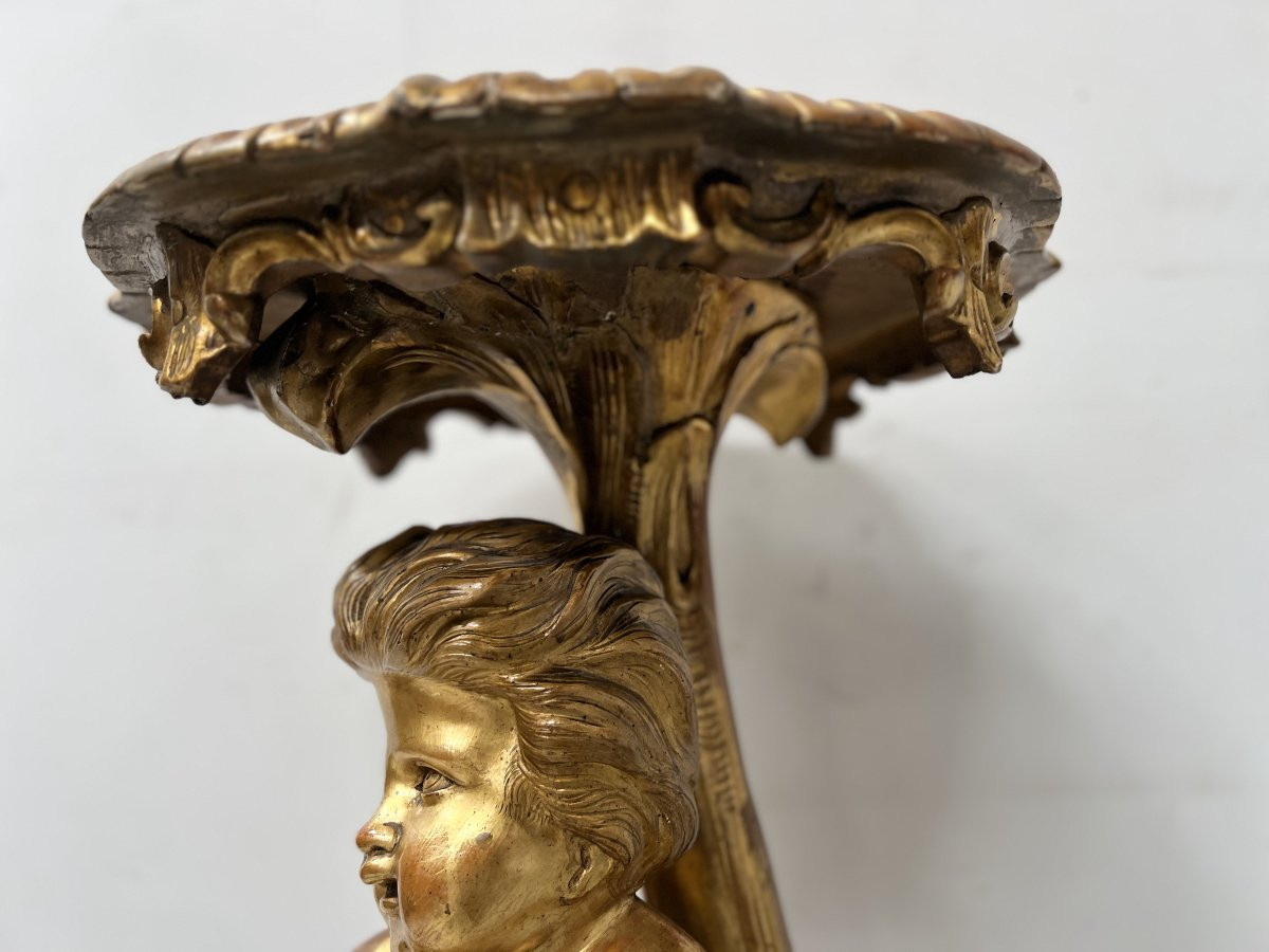 19th Century Gilded Carved Wooden Presentation Column-photo-5