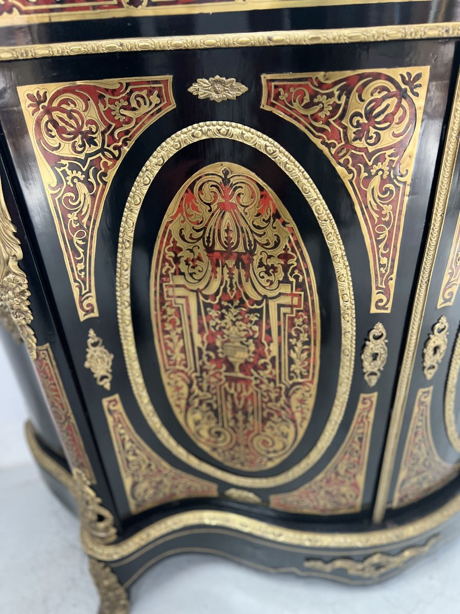 Meuble Napoléon III En Bois et Marqueterie de style Boulle De Laiton XIX Siècle-photo-2