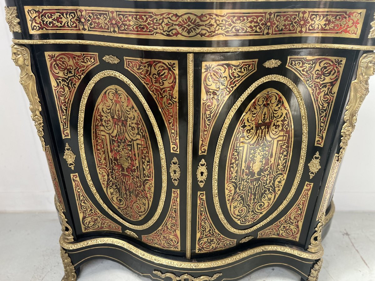 Meuble Napoléon III En Bois et Marqueterie de style Boulle De Laiton XIX Siècle-photo-3