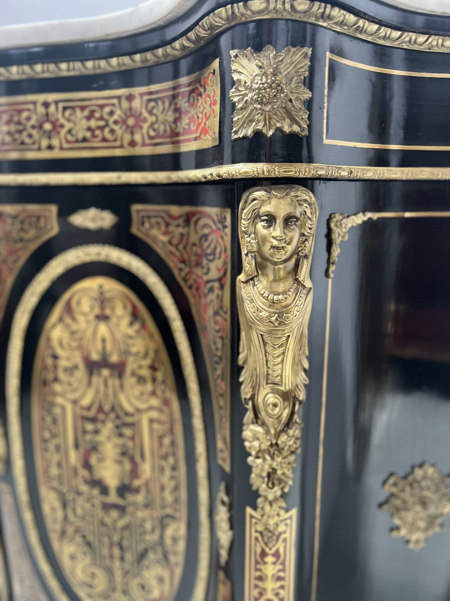 Meuble Napoléon III En Bois et Marqueterie de style Boulle De Laiton XIX Siècle-photo-1