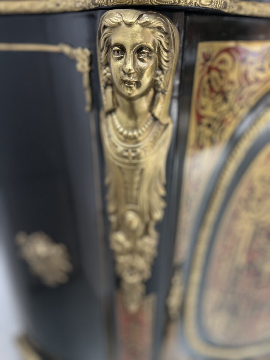 Meuble Napoléon III En Bois et Marqueterie de style Boulle De Laiton XIX Siècle-photo-3