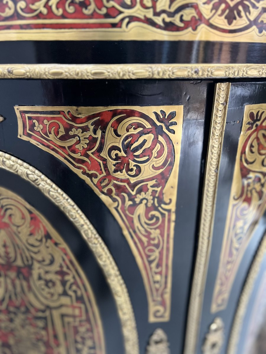 Meuble Napoléon III En Bois et Marqueterie de style Boulle De Laiton XIX Siècle-photo-5