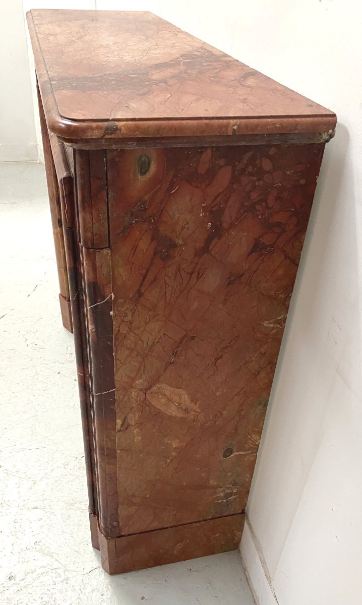 Louis Philippe Fireplace In Red Breccia Marble, 19th Century-photo-2