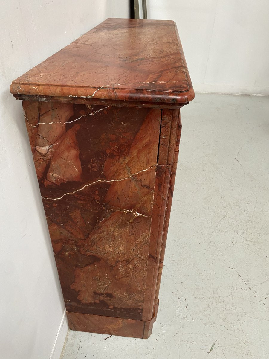 Louis Philippe Fireplace In Red Breccia Marble, 19th Century-photo-4