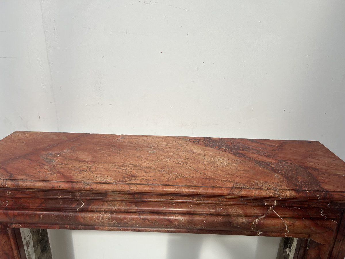 Louis Philippe Fireplace In Red Breccia Marble, 19th Century-photo-3