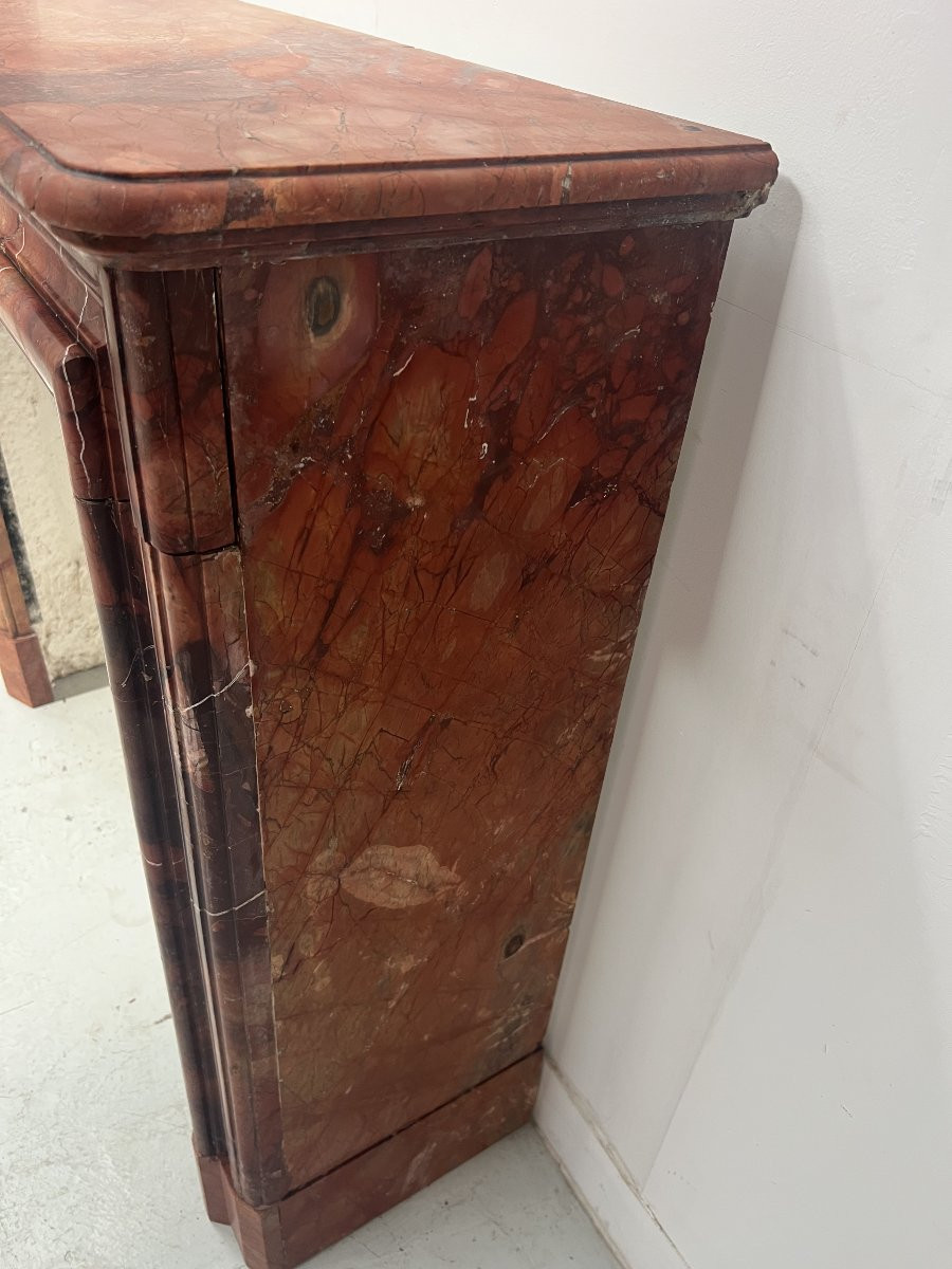 Louis Philippe Fireplace In Red Breccia Marble, 19th Century-photo-4