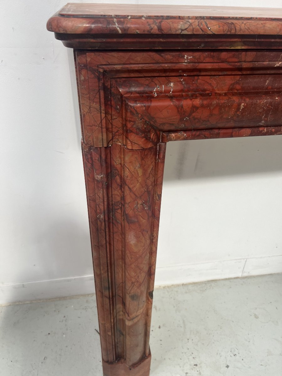 Louis Philippe Fireplace In Red Breccia Marble, 19th Century-photo-6