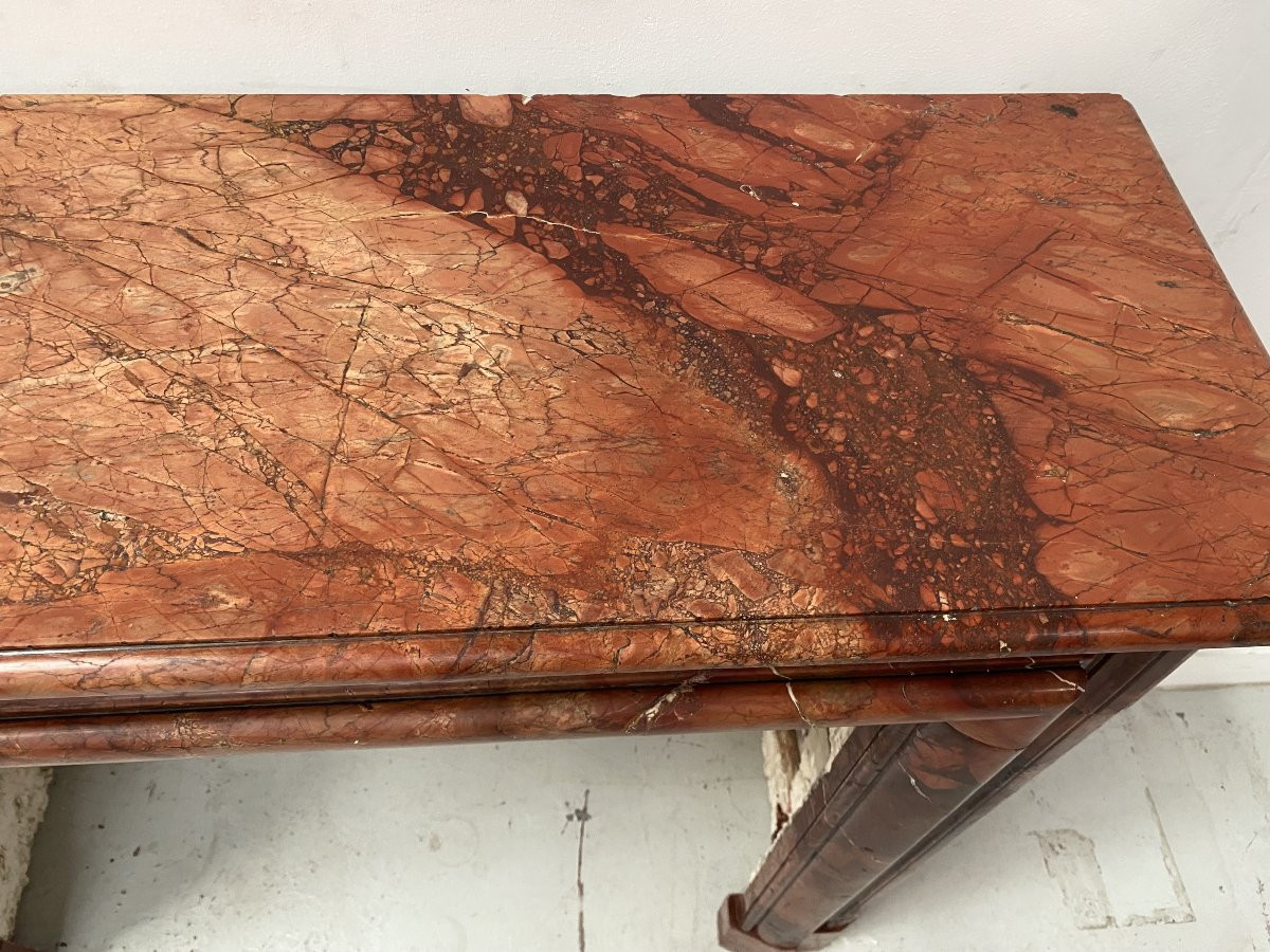 Louis Philippe Fireplace In Red Breccia Marble, 19th Century-photo-8