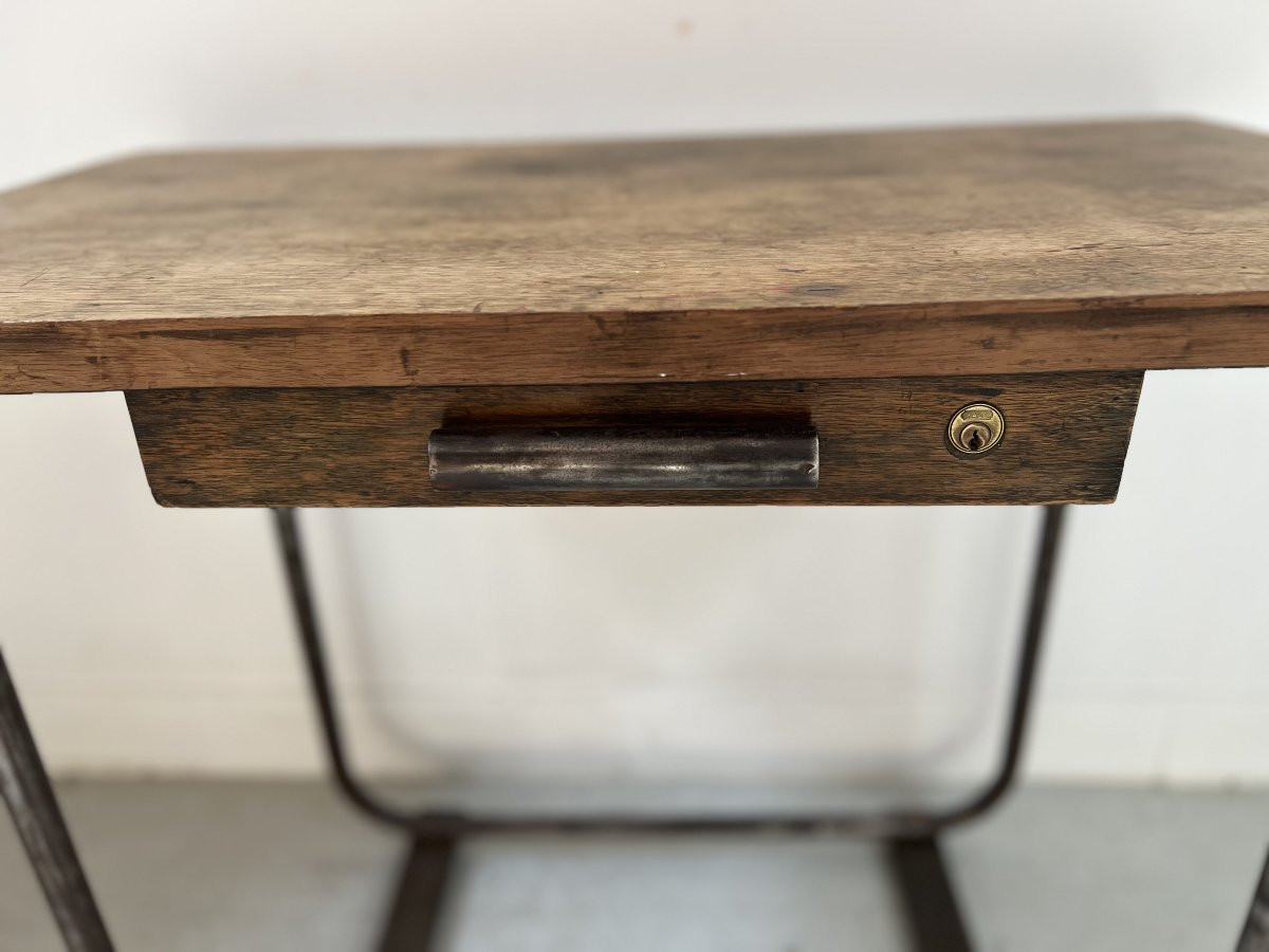 Designer Desk In Tube And Wooden Top, 20th Century-photo-2