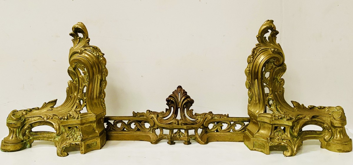Louis XV Style Chiseled Bronze Firedog, 20th Century