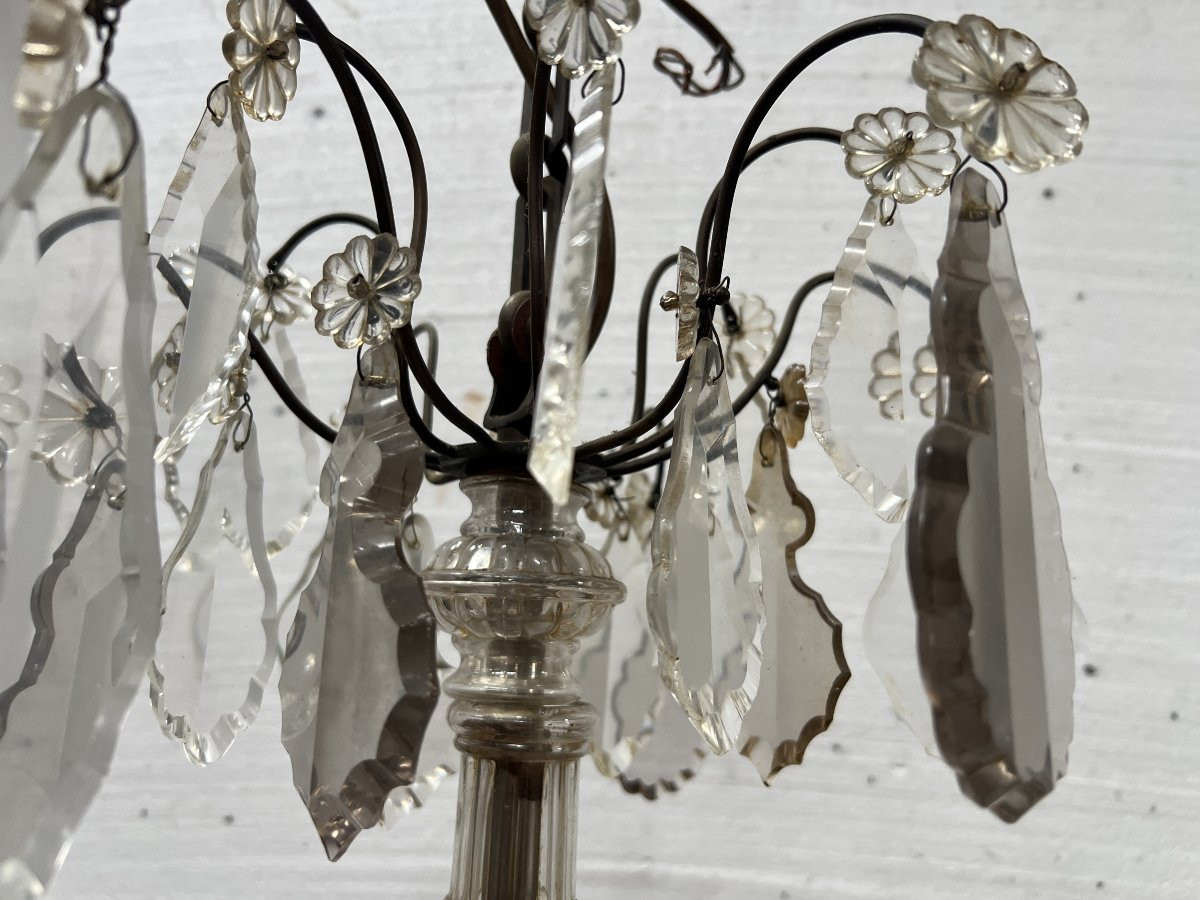 Lustre de style Louis XV a pendeloques et fruits en verre coloré XX siècle-photo-7