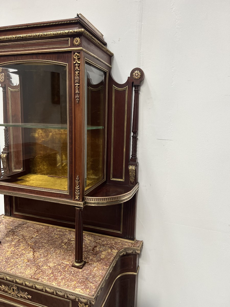 Meuble Vitrine Napoléon III en Acajou Et Bronze ciselé XIX Siècle-photo-1